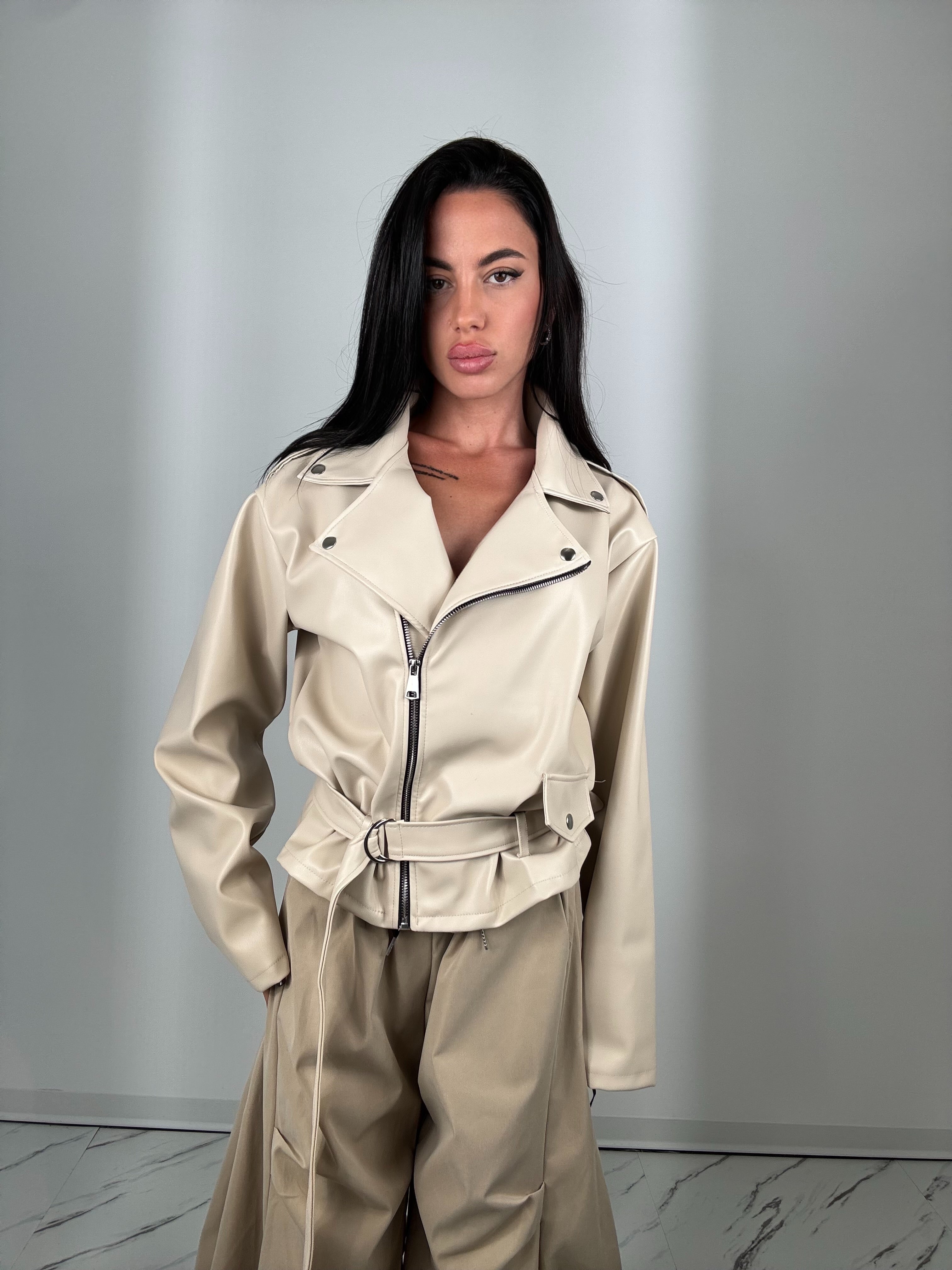Chiodo over beige
