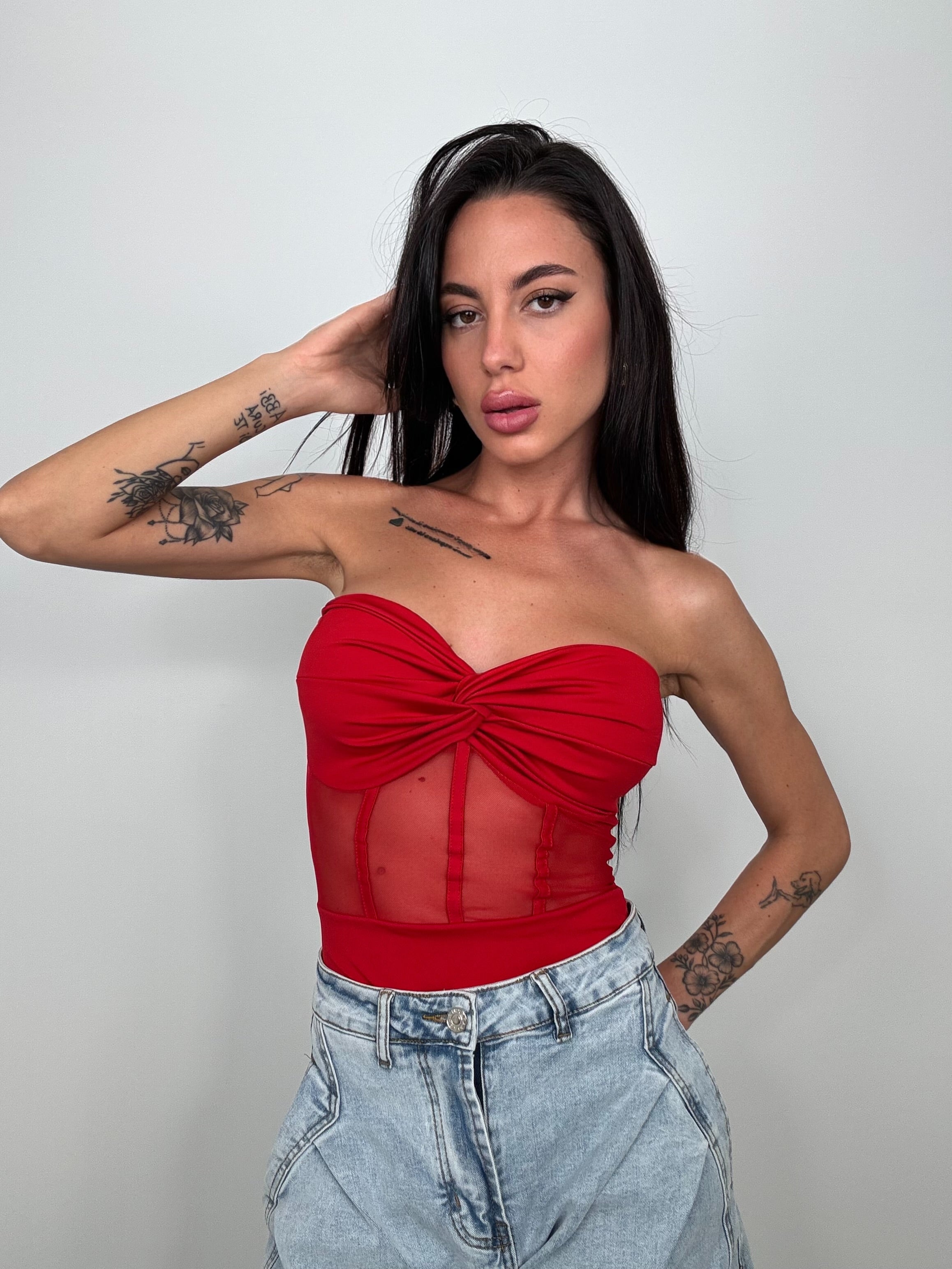 Body corsetto rosso