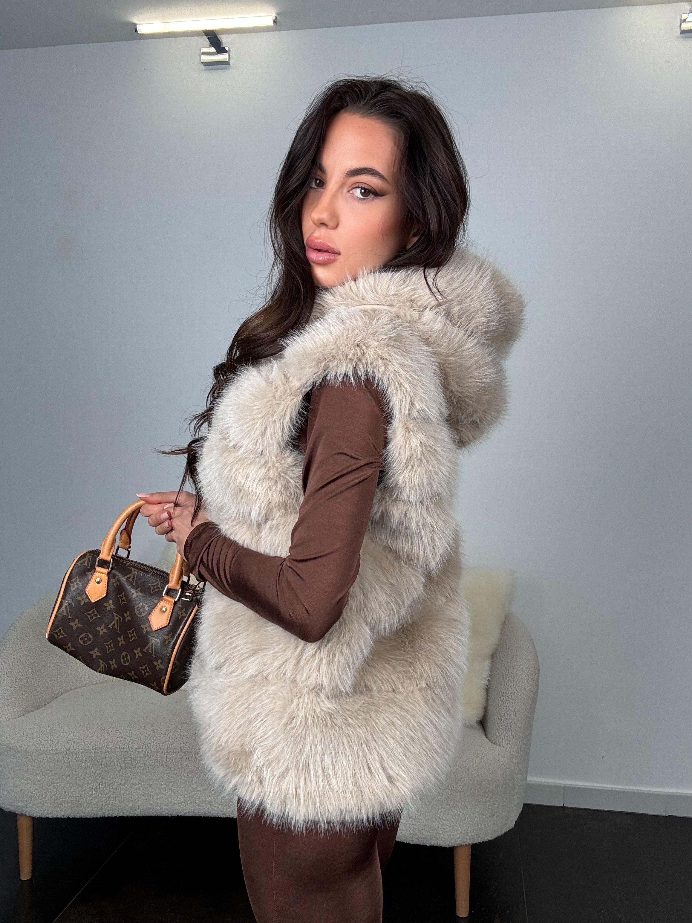 PELLICCIA SMANICATA BEIGE