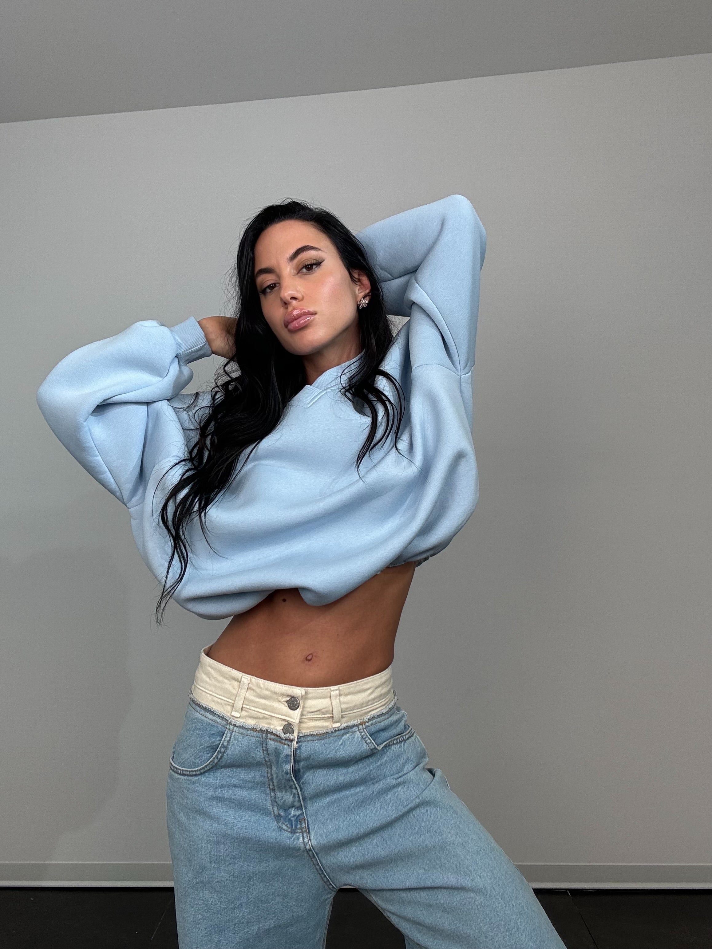 Felpa puff azzurra