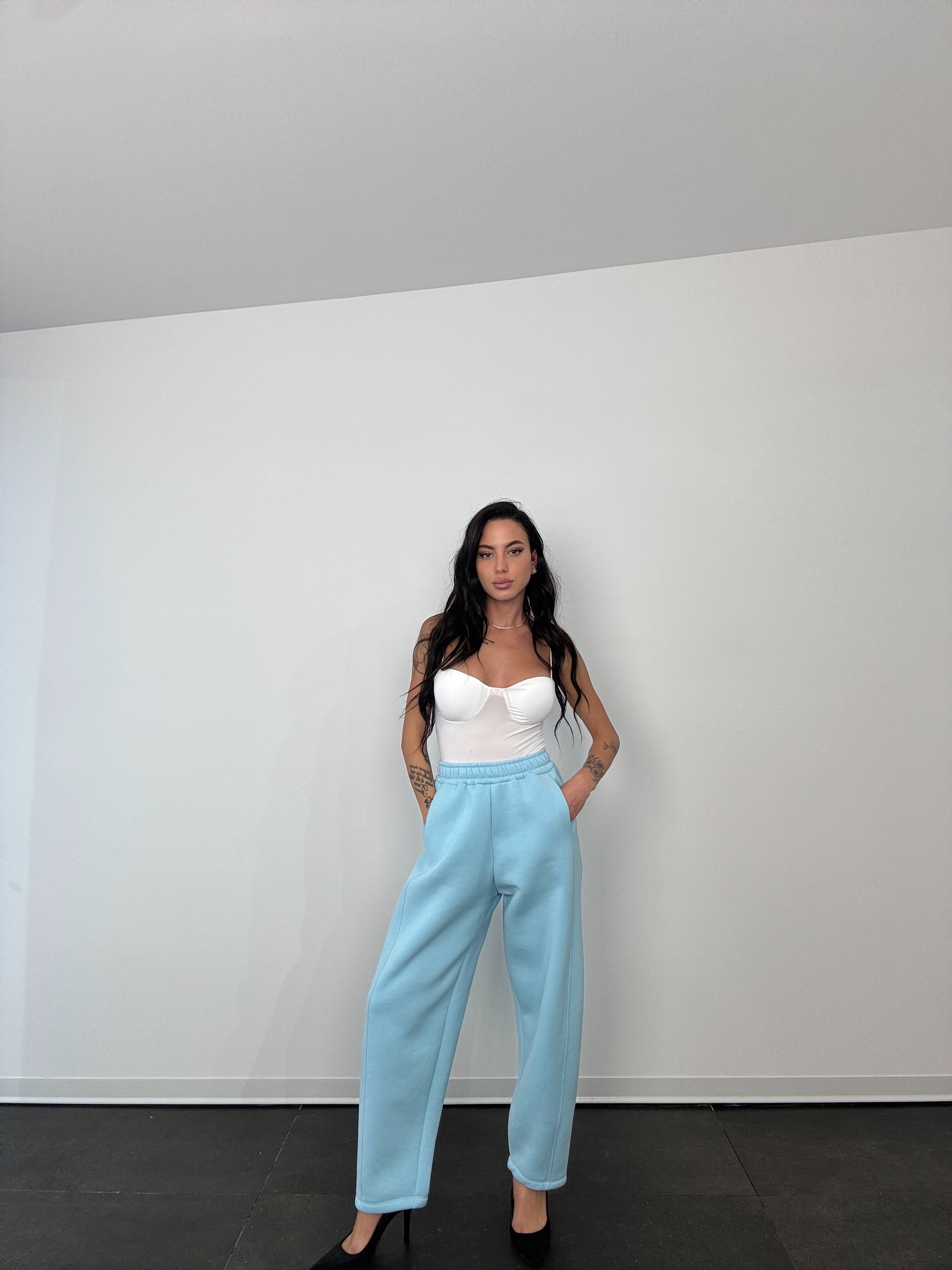 Pantalone puff azzurro