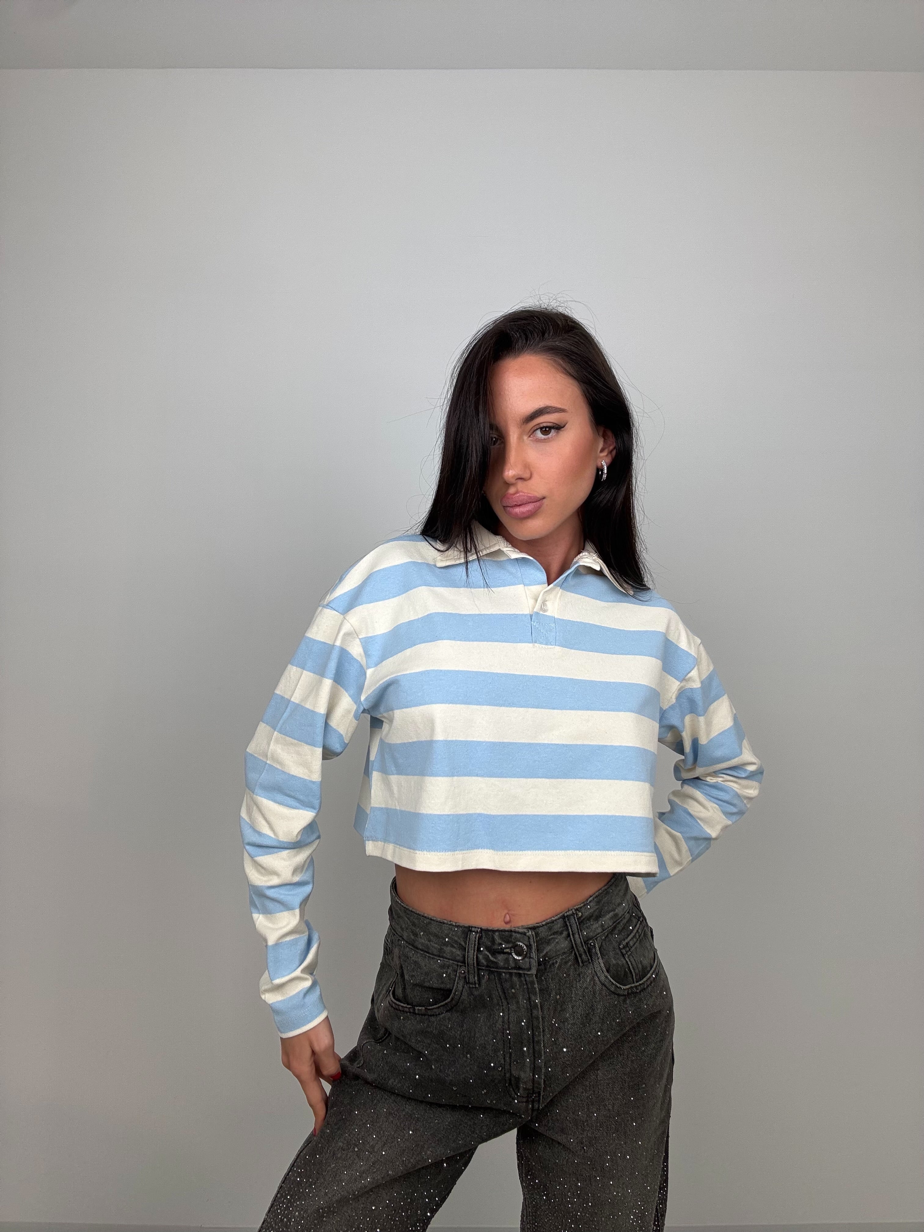 T-shirt strisce azzurro