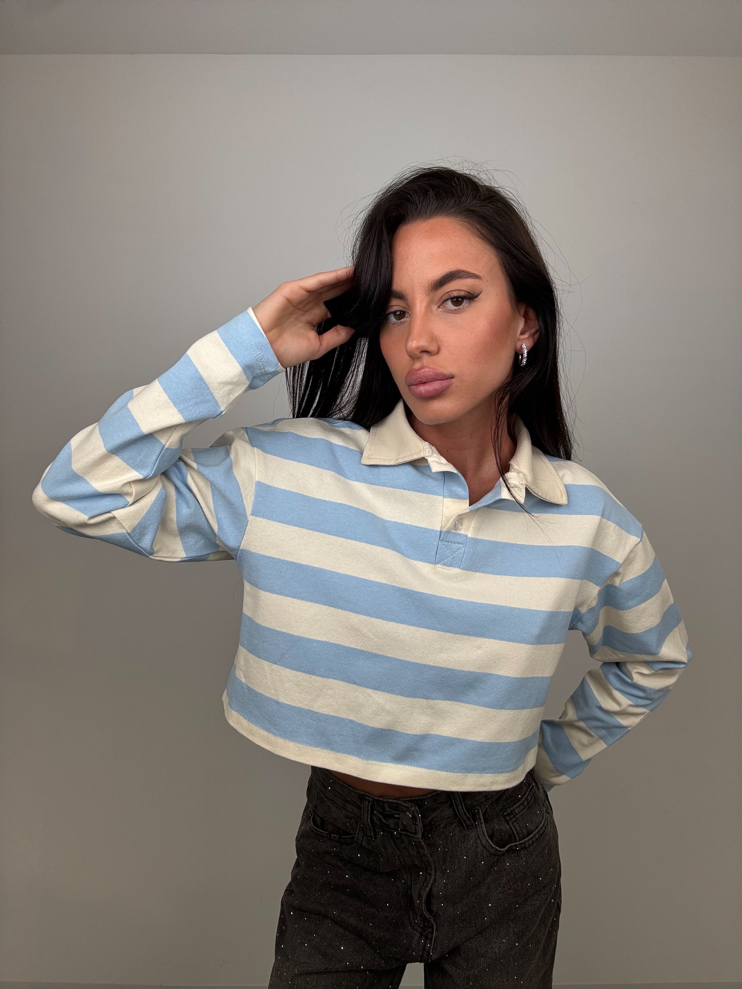 T-shirt strisce azzurro