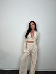 Tailleur crop Bruna beige