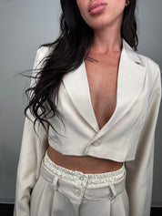 Tailleur crop Bruna beige