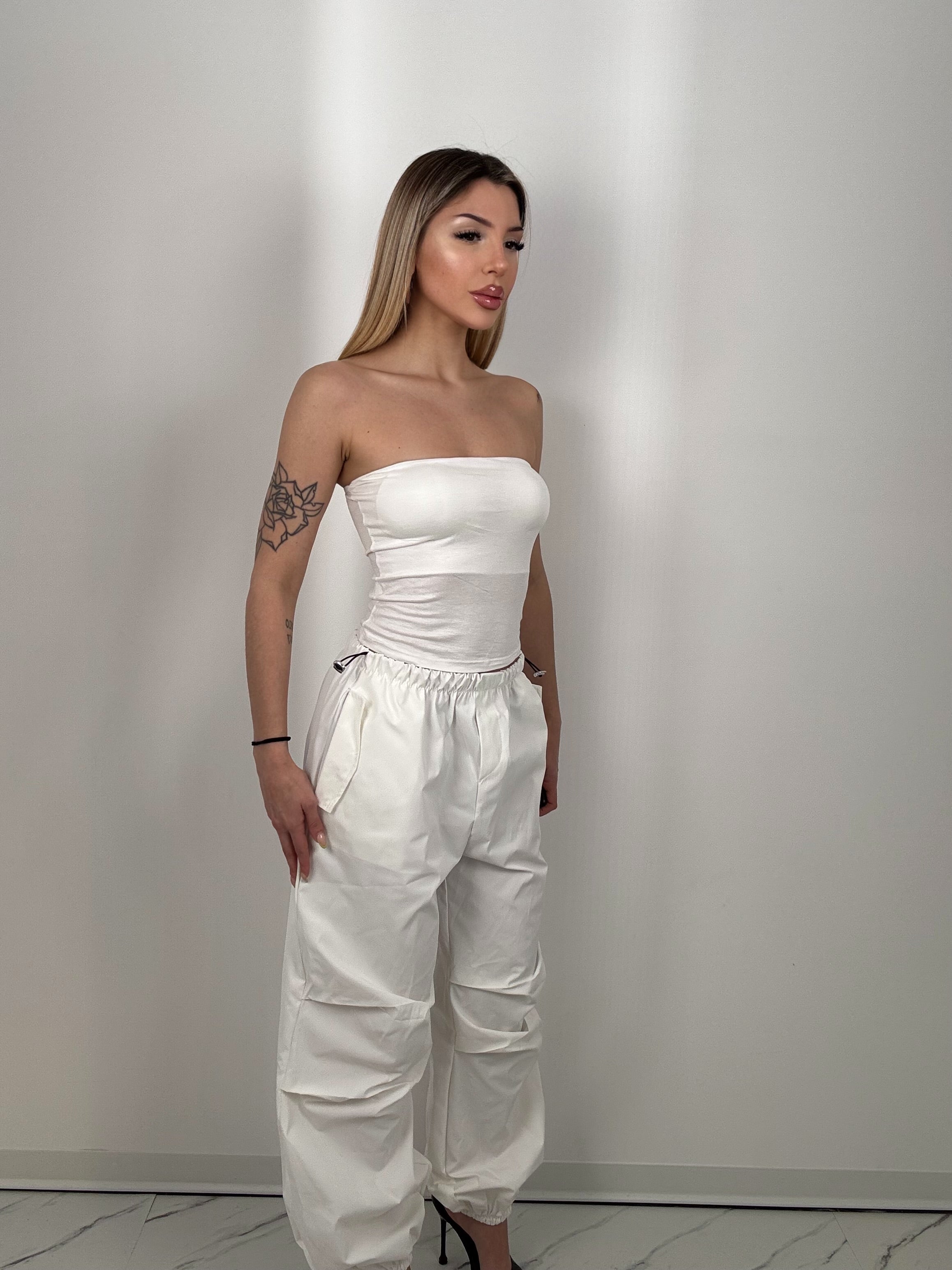 Pantaloni helix bianco
