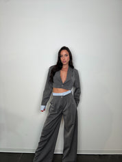 Tailleur crop Bruna grigio
