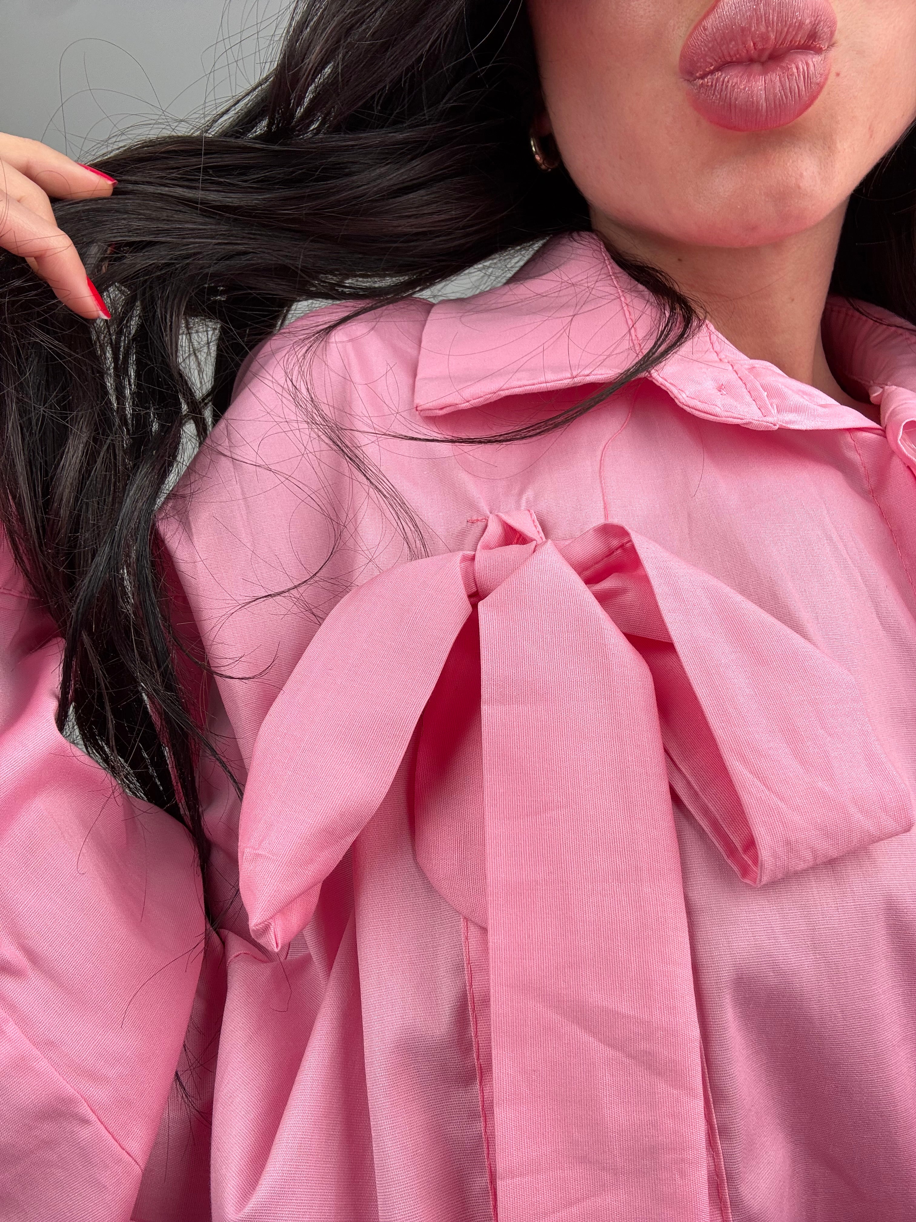 Camicia fiocco rosa