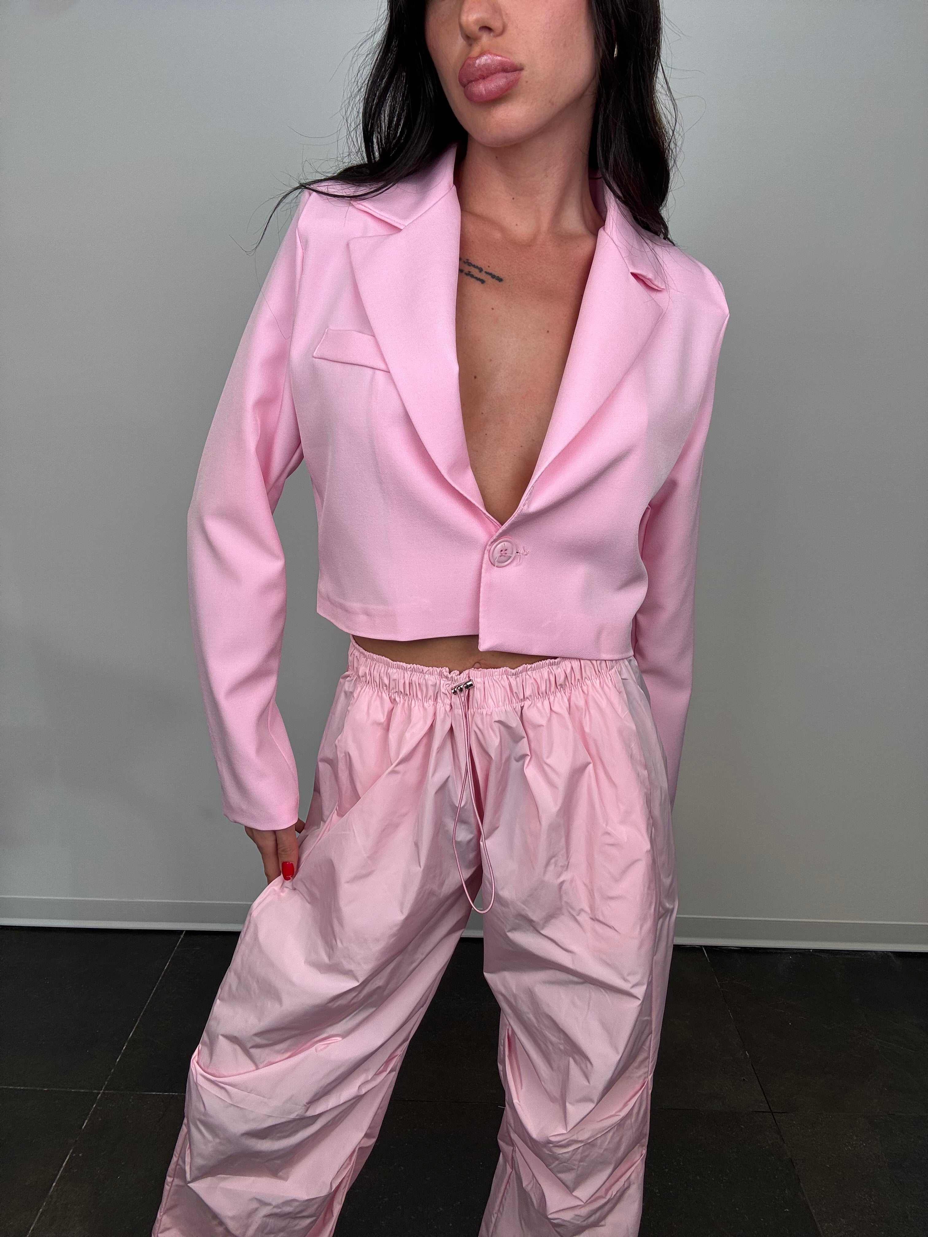 Blazer crop tata rosa