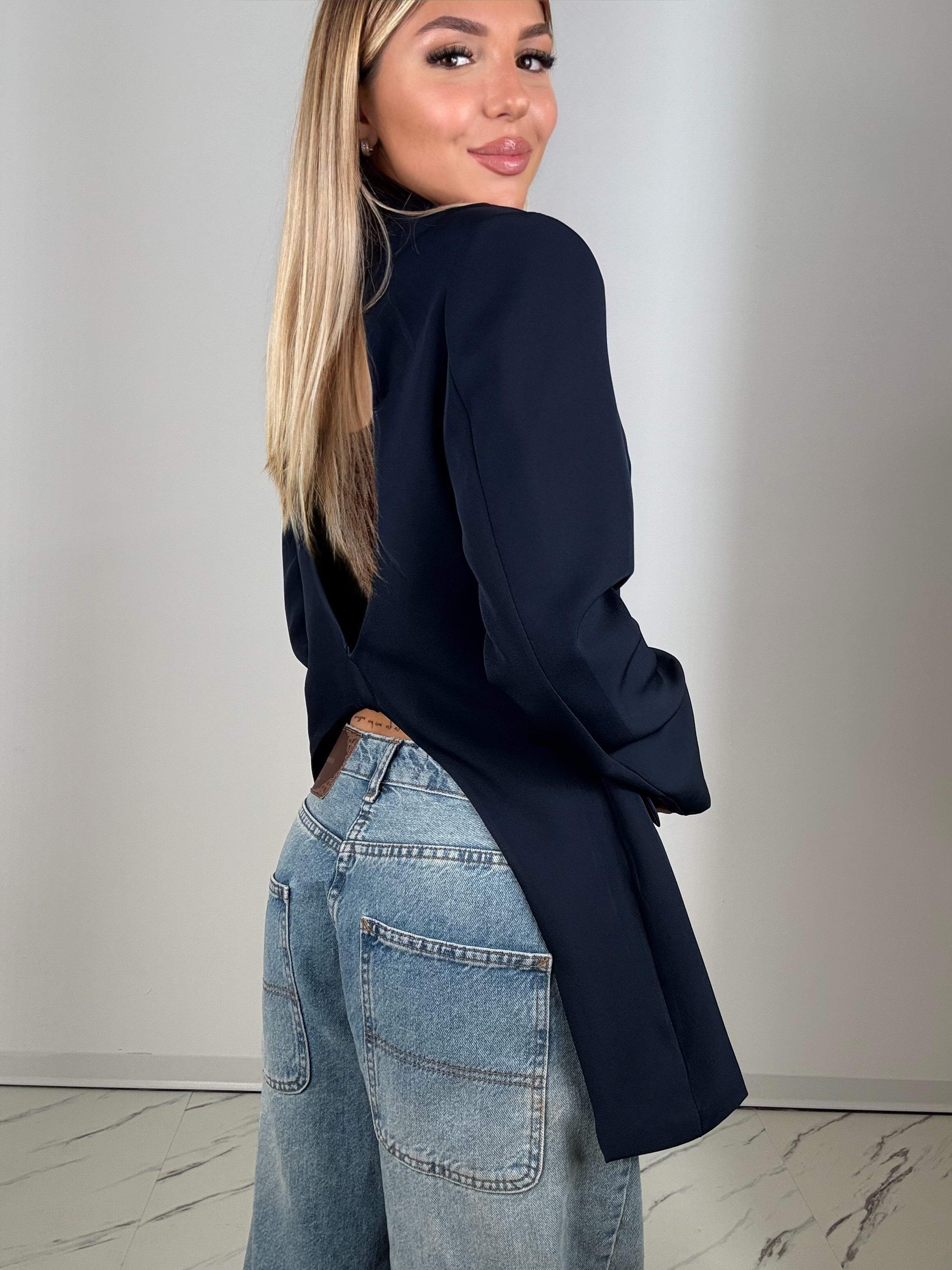 Blazer cut out blu navy