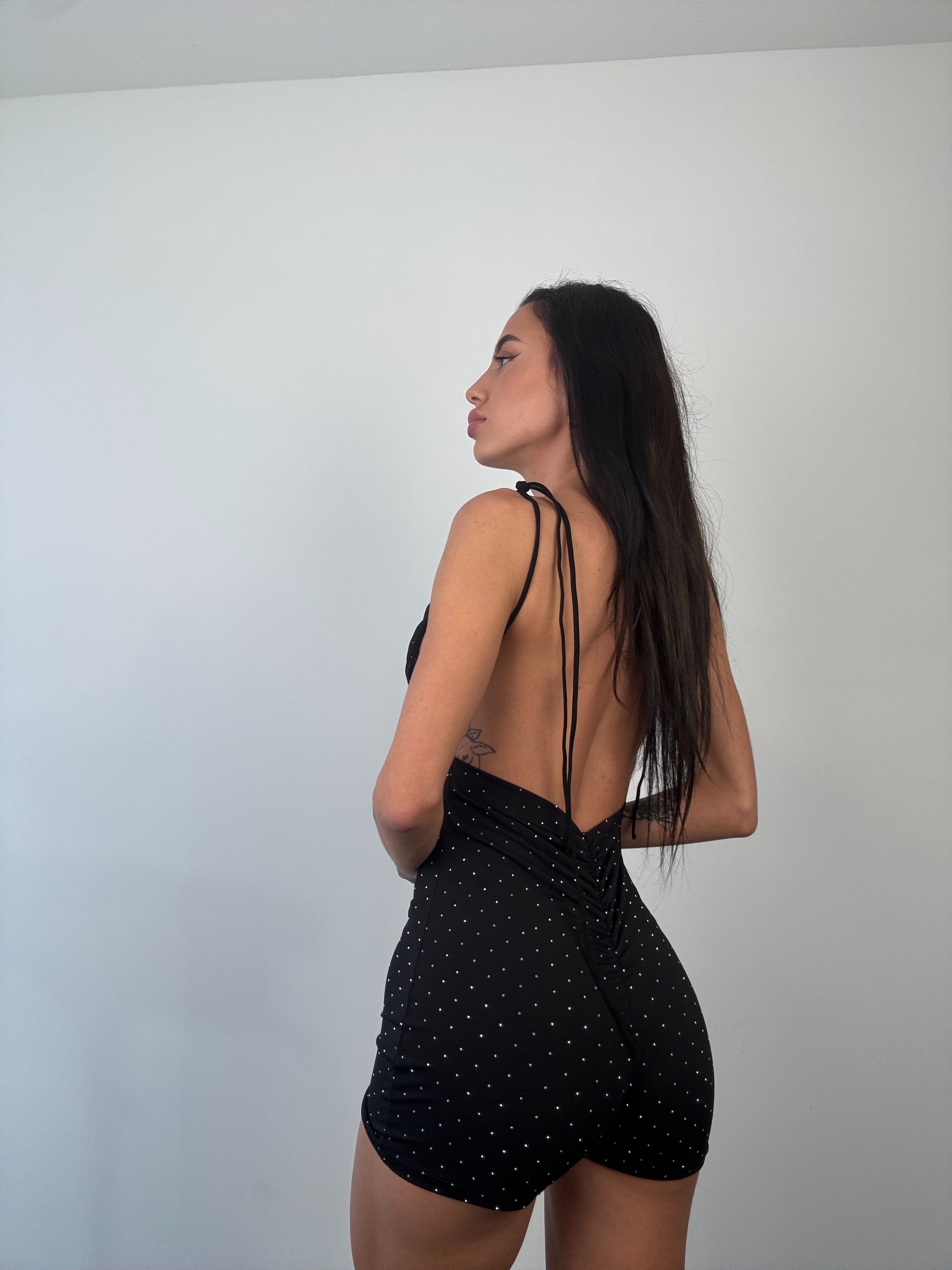 Jumpsuit sparkle short nero