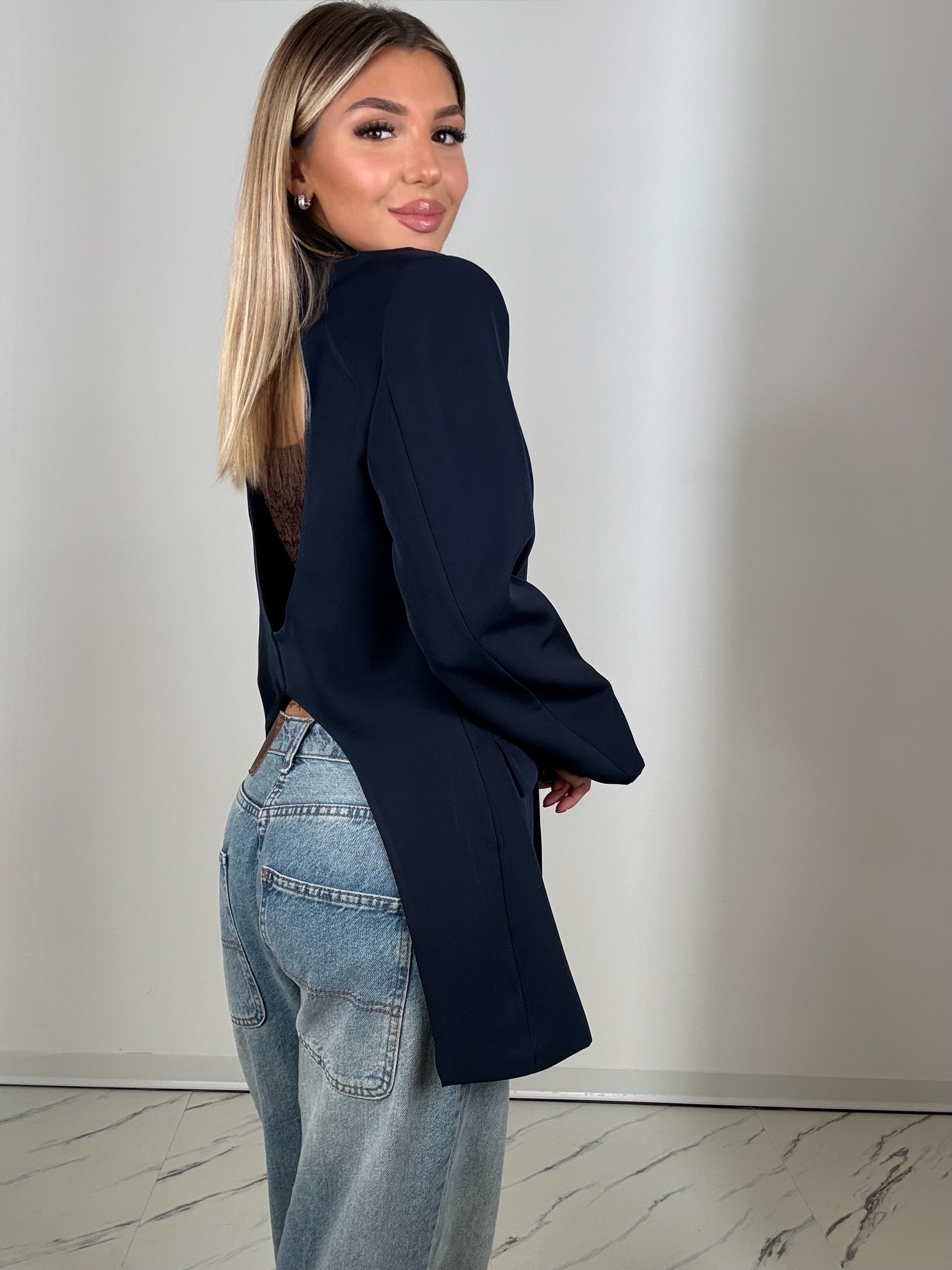 Blazer cut out blu navy